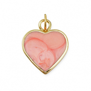 Métal TQ laiton breloques coeur Doré-rose clair marbré