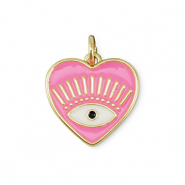 Métal TQ laiton breloques coeur Oeil porte-bonheur Doré-rose-blanc