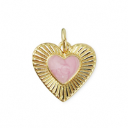 Métal TQ laiton breloques coeur Doré-rose clair marbré