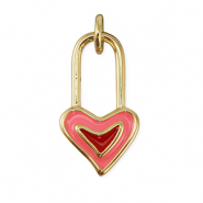 Métal TQ laiton breloques fermoir coeur Doré-rose-rouge