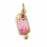 Métal TQ laiton breloques zirconium sorbet Doré-rose