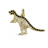 Métal TQ laiton breloques zirconium dinosaure Doré-noir