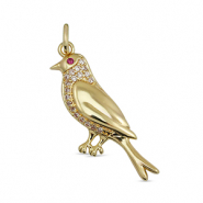 Métal TQ laiton breloques zirconium oiseau Doré