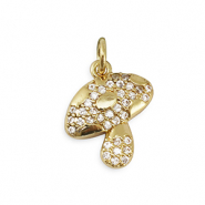 Métal TQ laiton breloques zirconium champignon Doré