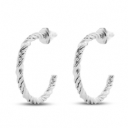 Boucles d'oreilles / puces en acier Inox créoles Argenté
