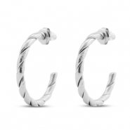 Boucles d'oreilles / puces en acier Inox créoles Argenté