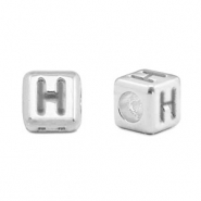 Perles alphabet en m&eacute;tal DQ H Argent&eacute; antique (sans nickel)