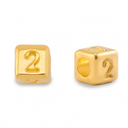 Perles alphabet en métal DQ 2 Doré (sans nickel)