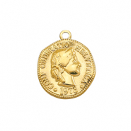Breloques en acier Inox pièce de monnaie Doré