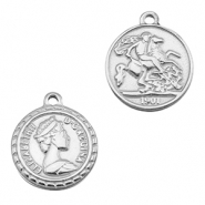 Breloques en acier Inox pièce de monnaie Argenté
