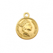 Breloques en acier Inox pièce de monnaie Doré