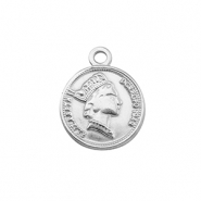Breloques en acier Inox pièce de monnaie Argenté