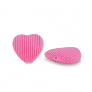 Perles acryliques cœur Rose magenta