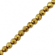 Perles hématites facettées ronde 3mm Doré