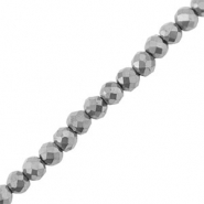 Perles hématites facettées ronde 3mm Argente