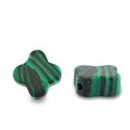 Pierres naturelles perles Calcite trèfle Vert-noir