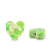 Pierres naturelles perles cœur Vert-blanc-marron