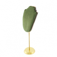 Présentoir bijoux buste pour colliers Verte olive-doré