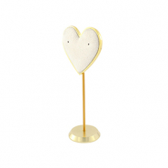 Présentoir bijoux en forme de cœur pour boucles d'oreilles Blanc cassé-doré