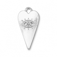 Breloques en métal coeur Oeil porte-bonheur Argenté