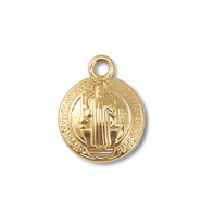 Breloques en métal ronde avec saint Doré