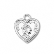 Breloques en métal coeur avec la Reine Elizabeth Argenté