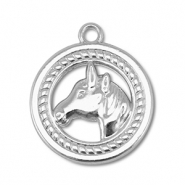 Breloques en métal rond avec cheval Argenté