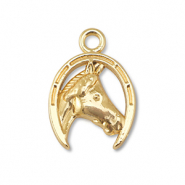 Breloques en métal fer à cheval avec cheval Doré