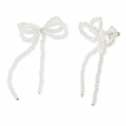 Boucles d'oreilles tendance nœud Blanc-doré