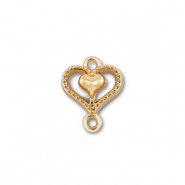 Breloques en métal connecteur coeur avec coeur Doré