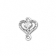 Breloques en métal connecteur coeur avec coeur Argenté
