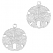 Breloques en acier Inox étoile de mer ronde Argenté
