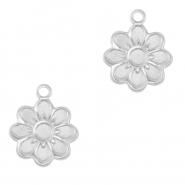 Breloques en acier Inox fleur Argenté