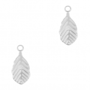 Breloques en acier Inox feuille Argenté