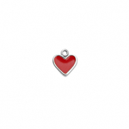 Breloques en acier Inox coeur Argenté-rouge