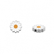 Perles en acier Inox marguerite Argenté-blanc