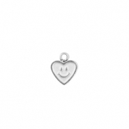 Breloques en acier Inox coeur avec smiley Argenté