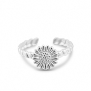 Bagues en acier Inox fleur Argent&eacute;
