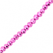 Perles à facettes 4x3mm disque Fuchsia rose métallique