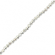 Perles à facettes 2mm rondes Argenté métallique