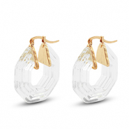Boucles d'oreilles résine tendance hexagone Doré-transparent