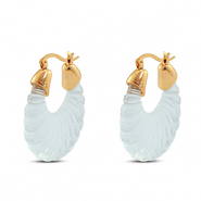 Boucles d'oreilles résine tendance ovale Doré-transparent