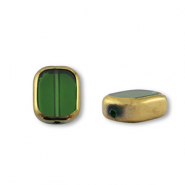 Perles en verre rectangle Vert transparent-doré
