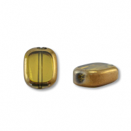 Perles en verre rectangle Jaune transparent-doré