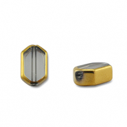 Perles en verre hexagone Gris transparent-doré