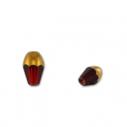 Perles en verre ovale Rouge transparent-doré