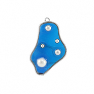 Pendentifs en résine irrégulier avec perles Argenté-bleu-blanc
