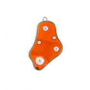 Pendentifs en résine irrégulier avec perles Argenté-orange-blanc
