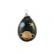 Pendentifs en résine ovale galaxie Argenté-bleu-doré-pailleté
