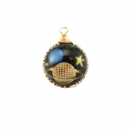 Pendentifs en résine rond galaxie Doré-bleu-pailleté